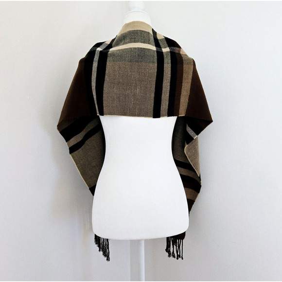 Burberry London Scarf Brown Tan Plaid Check Soft Fringe Cozy Winter Classic 66" - Picture 6 of 10